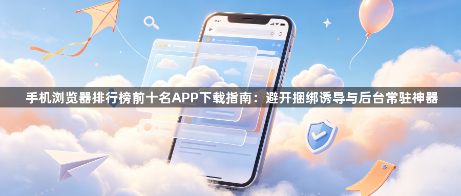 手机浏览器排行榜前十名APP下载指南:避开捆绑诱导与后台常驻神器1